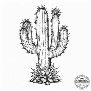 Tattoo sketch a desert cactus, thriving in ha... - эскиз тату (№1755620454_0, 19.08.2025 16:20) — tattoo-photo.ru