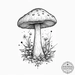 Tattoo sketch a power-up mushroom with a psyc... - эскиз тату (№1755621073_0, 19.08.2025 16:31) — tattoo-photo.ru