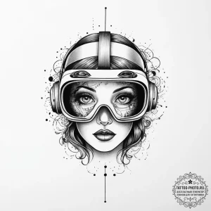 Tattoo sketch a virtual reality headset with... - эскиз тату (№1755621271_0, 19.08.2025 16:34) — tattoo-photo.ru