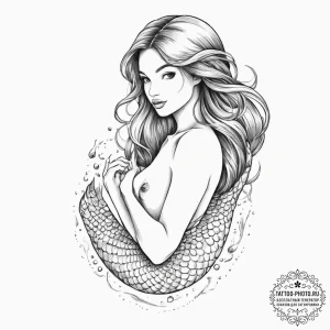Mermaid - эскиз тату (№1755621904_0, 19.08.2025 16:45) — tattoo-photo.ru