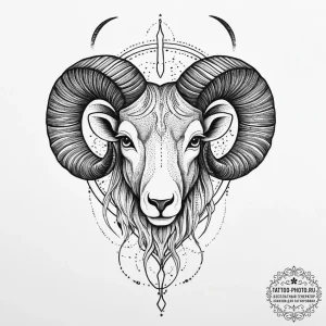 Tattoo design a strong, protective ram, with... - эскиз тату (№1755622117_0, 19.08.2025 16:48) — tattoo-photo.ru