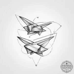 Tattoo design a small paper airplane flying f... - эскиз тату (№1755623973_0, 19.08.2025 17:19) — tattoo-photo.ru