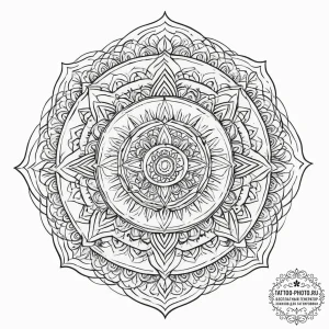 Tattoo design a complex mandala with a powerf... - эскиз тату (№1755624386_0, 19.08.2025 17:26) — tattoo-photo.ru