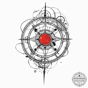 Astrolabe, artistic tattoo sketch, black and... - эскиз тату (№1755627074_0, 19.08.2025 18:11) — tattoo-photo.ru