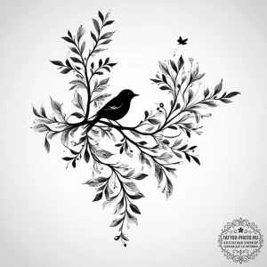 Tattoo design a silhouette of a tree branch w... - эскиз тату (№1755628315_0, 19.08.2025 18:31) — tattoo-photo.ru