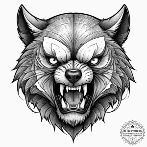 Tattoo design an aggressive wolverine, fierce... - эскиз тату (№1755630211_0, 19.08.2025 19:03) — tattoo-photo.ru