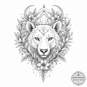 Tattoo design a floral arrangement forming th... - эскиз тату (№1755632074_0, 19.08.2025 19:34) — tattoo-photo.ru