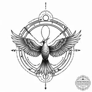 Mockingjay, tattoo drawing outline, on a clea... - эскиз тату (№1755633317_0, 19.08.2025 19:55) — tattoo-photo.ru