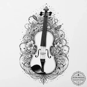 Tattoo design a classical music instrument (e... - эскиз тату (№1755633938_0, 19.08.2025 20:05) — tattoo-photo.ru