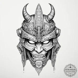 Tattoo sketch a japanese samurai warrior's he... - эскиз тату (№1755636030_0, 19.08.2025 20:40) — tattoo-photo.ru