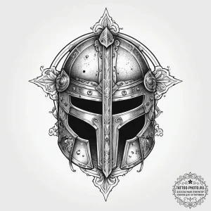 Tattoo design a detailed medieval helmet with... - эскиз тату (№1755636655_0, 19.08.2025 20:50) — tattoo-photo.ru