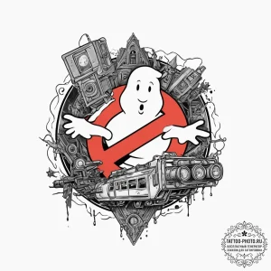 A ghostbusters ghost trap, artistic tattoo sk... - эскиз тату (№1755641819_0, 19.08.2025 22:16) — tattoo-photo.ru