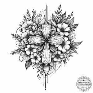 Tattoo sketch a delicate bouquet where each f... - эскиз тату (№1755642024_0, 19.08.2025 22:20) — tattoo-photo.ru