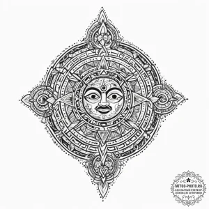 A mayan calendar stone, tattoo sketch design,... - эскиз тату (№1755644324_0, 19.08.2025 22:58) — tattoo-photo.ru