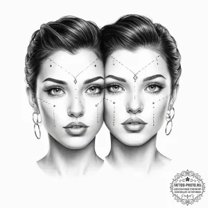 Tattoo sketch gemini twins, realistically ren... - эскиз тату (№1755645147_0, 19.08.2025 23:12) — tattoo-photo.ru