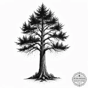 Tattoo sketch a strong, stoic redwood tree, r... - эскиз тату (№1755645763_0, 19.08.2025 23:22) — tattoo-photo.ru