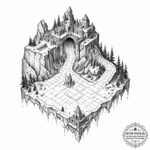 Tattoo design a dungeon crawl map with a glow... - эскиз тату (№1755648645_0, 20.08.2025 00:10) — tattoo-photo.ru