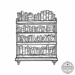 Tattoo sketch a bookshelf filled with cherish... - эскиз тату (№1755648849_0, 20.08.2025 00:14) — tattoo-photo.ru