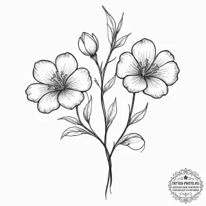 Tattoo sketch two distinct flowers intertwine... - эскиз тату (№1755649871_0, 20.08.2025 00:31) — tattoo-photo.ru