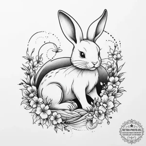 Tattoo design a simple silhouette of a rabbit... - эскиз тату (№1755650696_0, 20.08.2025 00:44) — tattoo-photo.ru