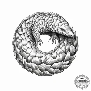 A pangolin curled up, ink illustration for ta... - эскиз тату (№1755651732_0, 20.08.2025 01:02) — tattoo-photo.ru