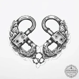 Handcuffs, tattoo flash sheet design, black a... - эскиз тату (№1755655019_0, 20.08.2025 01:56) — tattoo-photo.ru