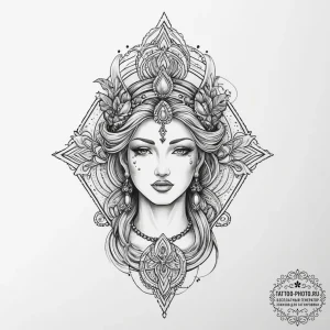 Fortune (goddess/symbol), tattoo line art, sk... - эскиз тату (№1755655836_0, 20.08.2025 02:10) — tattoo-photo.ru