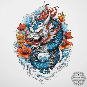 Devil, ink illustration for tattoo, vibrant c... - эскиз тату (№1755656244_0, 20.08.2025 02:17) — tattoo-photo.ru