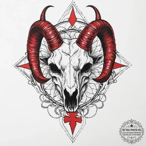 Goat skull, tattoo flash sheet design, on a c... - эскиз тату (№1755656449_0, 20.08.2025 02:20) — tattoo-photo.ru