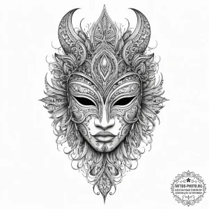 Tattoo sketch a powerful tribal mask with a f... - эскиз тату (№1755657068_0, 20.08.2025 02:31) — tattoo-photo.ru