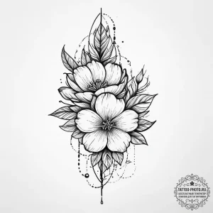 Tattoo design a half-flower on one partner, c... - эскиз тату (№1755657480_0, 20.08.2025 02:38) — tattoo-photo.ru