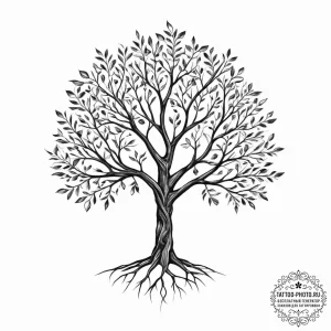 Tattoo design a minimalist tree where each br... - эскиз тату (№1755659353_0, 20.08.2025 03:09) — tattoo-photo.ru