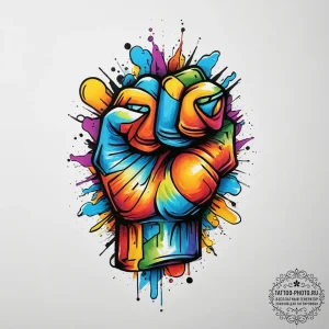 Fist, tattoo sketch design, vibrant colors, f... - эскиз тату (№1755659558_0, 20.08.2025 03:12) — tattoo-photo.ru