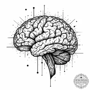 Tattoo design a human brain with integrated c... - эскиз тату (№1755661548_0, 20.08.2025 03:45) — tattoo-photo.ru