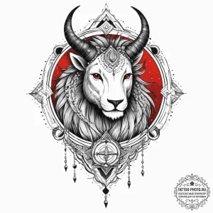 Tattoo design a zodiac animal guarding an anc... - эскиз тату (№1755664758_0, 20.08.2025 04:39) — tattoo-photo.ru