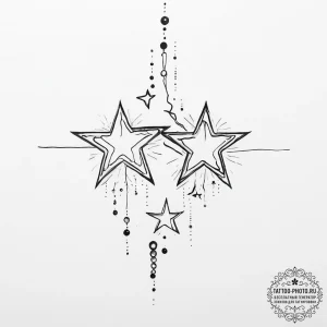 Tattoo design two stars reflecting in a body... - эскиз тату (№1755665740_0, 20.08.2025 04:55) — tattoo-photo.ru
