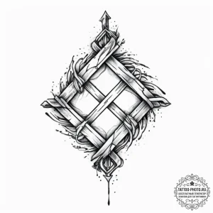 87. tattoo design: a "treba" rune with a subt... - эскиз тату (№1755667123_0, 20.08.2025 05:18) — tattoo-photo.ru