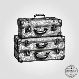 Tattoo sketch a tiny suitcase on one, a trave... - эскиз тату (№1755667921_0, 20.08.2025 05:32) — tattoo-photo.ru