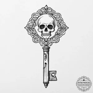 A skeleton key, tattoo flash sheet design, on... - эскиз тату (№1755668121_0, 20.08.2025 05:35) — tattoo-photo.ru