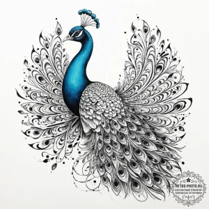 Peacock, tattoo flash sheet design, vibrant c... - эскиз тату (№1755670120_0, 20.08.2025 06:08) — tattoo-photo.ru