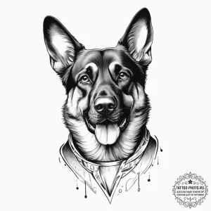 Tattoo design a loyal dog (e.g., a german she... - эскиз тату (№1755672704_0, 20.08.2025 06:51) — tattoo-photo.ru
