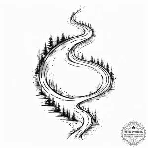 Tattoo design a winding path or road, symboli... - эскиз тату (№1755672902_0, 20.08.2025 06:55) — tattoo-photo.ru