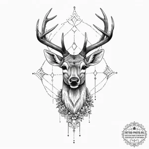 Deer, tattoo line art, minimalist tattoo desi... - эскиз тату (№1755696095_0, 20.08.2025 13:21) — tattoo-photo.ru