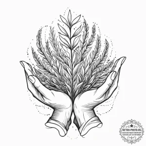 Tattoo sketch: a stylized depiction of hands... - эскиз тату (№1755697304_0, 20.08.2025 13:41) — tattoo-photo.ru