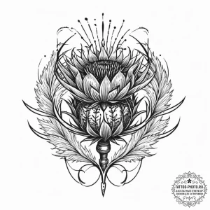 Tattoo design a thistle, prickly and resilien... - эскиз тату (№1755697634_0, 20.08.2025 13:47) — tattoo-photo.ru