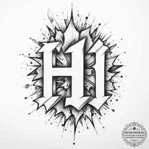 Tattoo design 'critical hit' in a sharp, expl... - эскиз тату (№1755697830_0, 20.08.2025 13:50) — tattoo-photo.ru