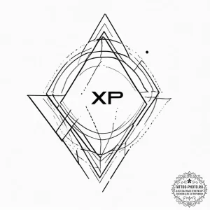 Tattoo sketch a stylized "xp" experience poin... - эскиз тату (№1755698438_0, 20.08.2025 14:00) — tattoo-photo.ru