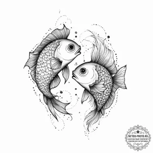 Tattoo design pisces fish, one in blackwork,... - эскиз тату (№1755700302_0, 20.08.2025 14:31) — tattoo-photo.ru