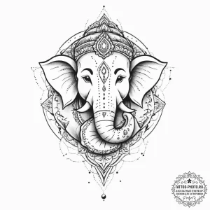 Ganesha, tattoo sketch design, black outline... - эскиз тату (№1755700712_0, 20.08.2025 14:38) — tattoo-photo.ru