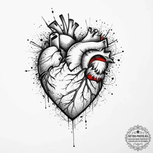 Tattoo sketch a deconstructed heart, showing... - эскиз тату (№1755701326_0, 20.08.2025 14:48) — tattoo-photo.ru